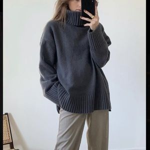 Oversized Turtleneck Knit Sweater